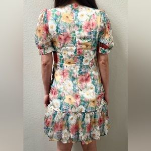 Petite large dress teal floral pattern